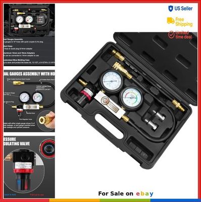#ad #ad Cylinder Leak Down Tester Kit Dual Pressure Gauges Engine Leakage Detector For $48.97
