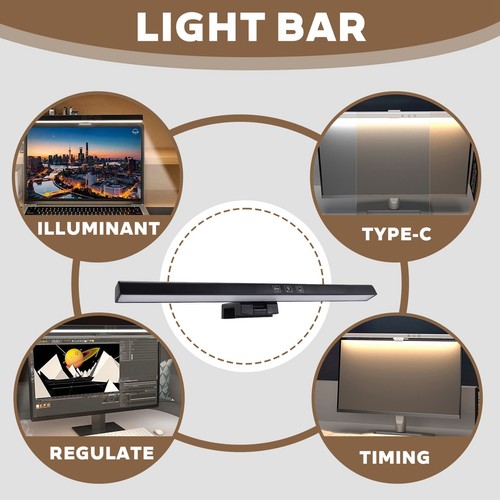 Moniteur Ordinateur Portable Barre Lumineuse USB E-Reading LED Lumière de Travail 3 Réglable Fa3644 - Photo 2/9