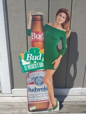 Kathy Ireland St Patrick's Day Budweiser 3 Ft. Cardboard Cutout Standee 1993