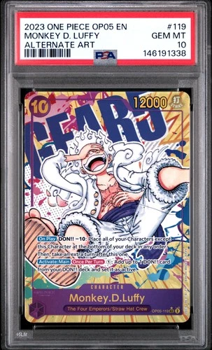 2023 ONE PIECE OP05 #119 MONKEY D. LUFFY ALTERNATE ART PSA 10