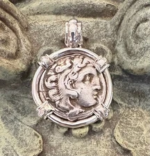 Treasure Coin Pendant Authentic Ancient Greek Alexander the Great Zeus SS