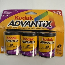 Paquete de 3 rollos de película Kodak Advantix 200 color 25 nuevos caducados 1998