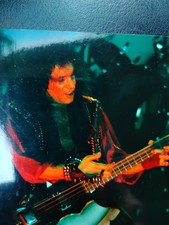 1983 KISS Gene Simmons Axe Guitar Concert Photo Unmasked S&M Rock Photos Stamp