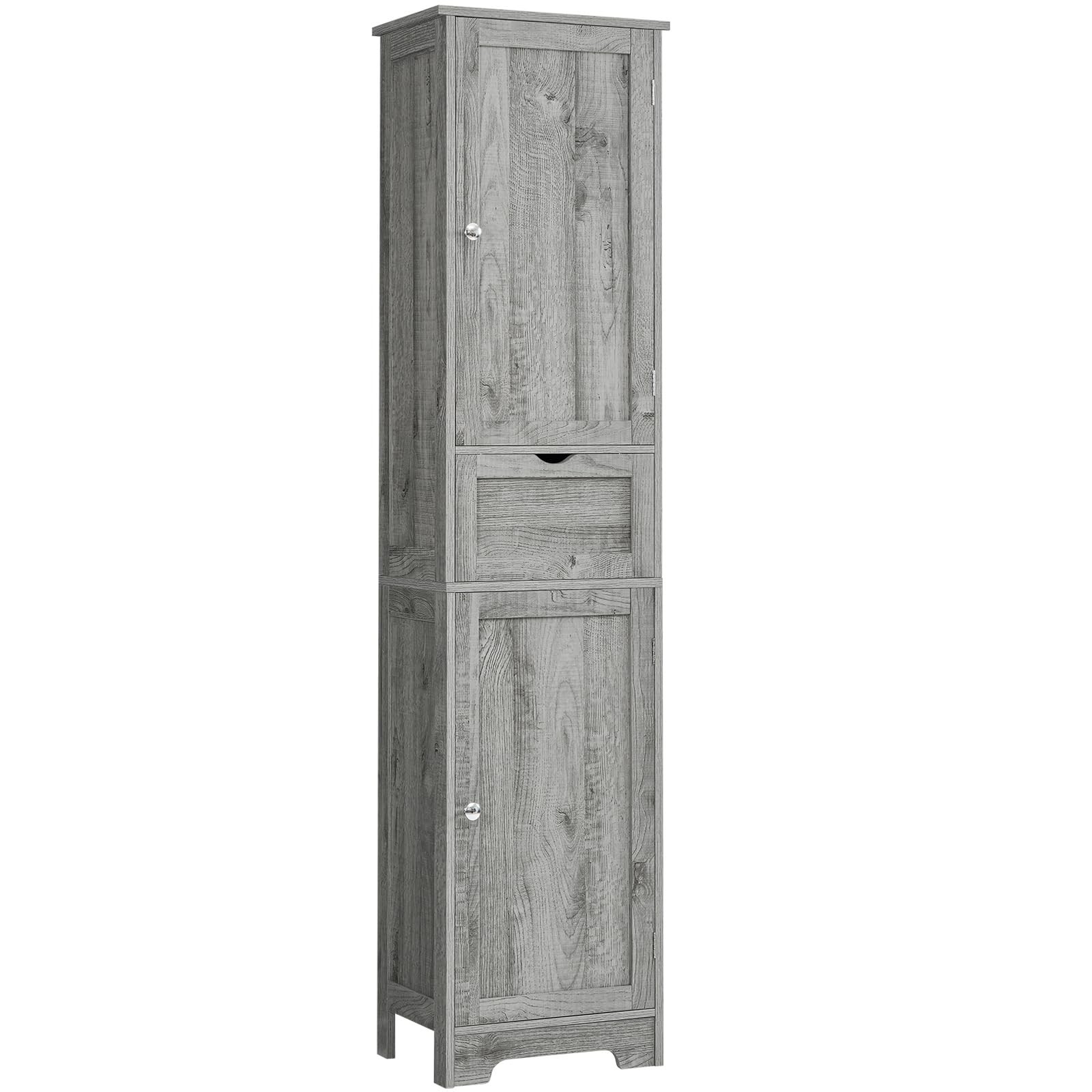 67 Inch Tall Bathroom Storage Cabinet with Adjustable Shelves and Drawer