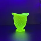 Fenton Hobnail Opalescent Bolar Hat Vase Vaseline Glass