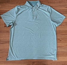 Hickey Freeman Shirt Mens XL Green Floral Polo Golf Short Sleeve Stretch EUC