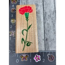 Rubber Stampede Carnation Flower Long Stem Z224E Rubber Stamp Wood B41