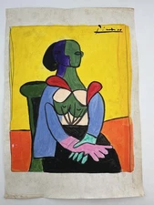 Pablo Picasso COA Art Painting Original Drawing Vintage Paper Signed