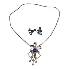 VTG Bugbee & Niles Rhinestone Small Scatter Pin Brooch Pendant And Earrings Set