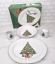 1987 Jamestown Christmas Treasure Porcelain China 5 Piece Completer Set