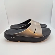 OOFOS Ooahh Slide Sandals Mens Size 5 Womens 7 Gold Recovery Comfort Support