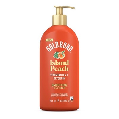 Gold Bond Island Peach Smoothing Silk Cream 24-Hour Hydrating Body Lotion