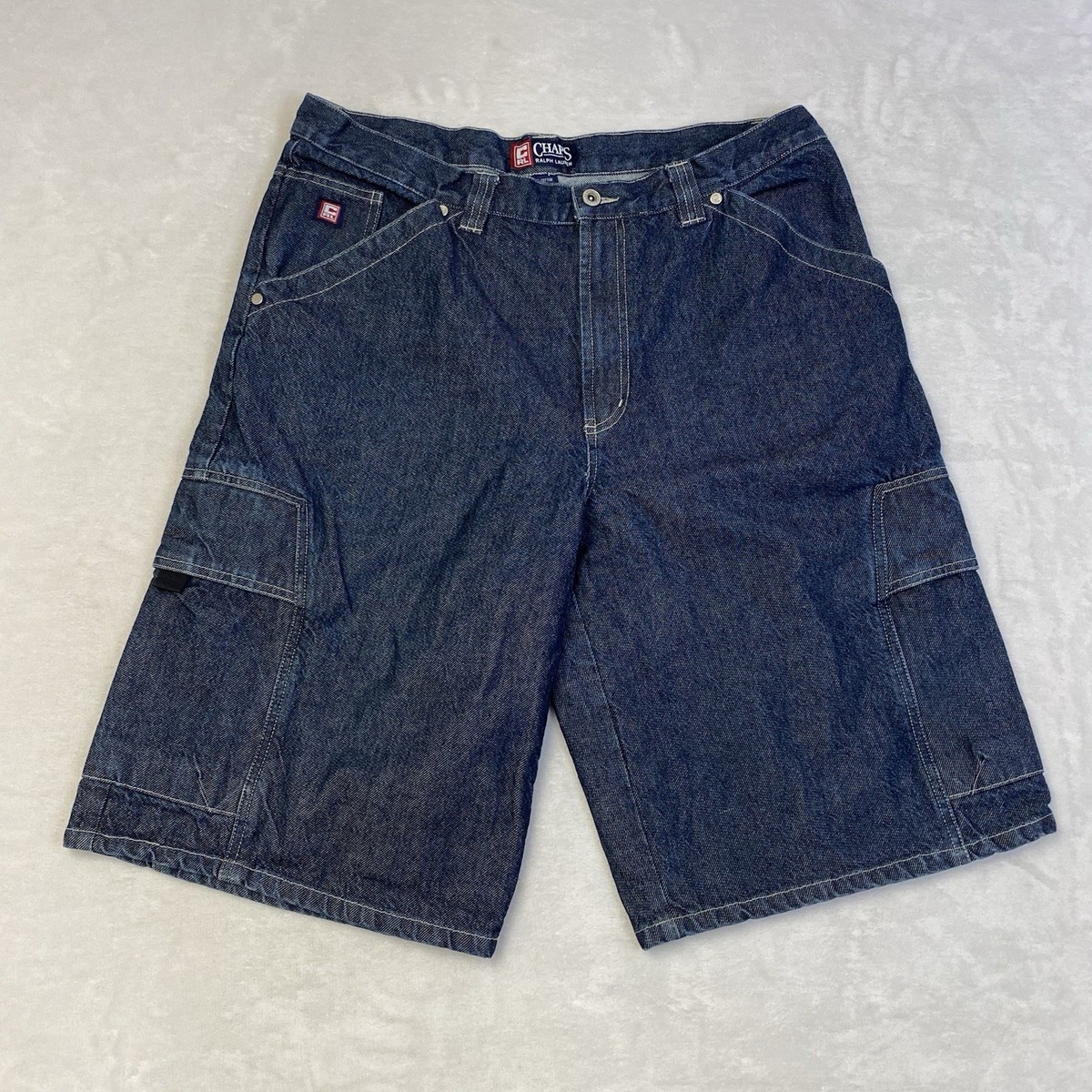 Ralph Lauren Chaps Men's 36 VTG Cargo Denim Jean Shorts Y2K Jorts
