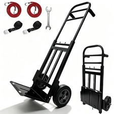 Heavy Duty Folding Hand Truck Dolly with Bungee Cords, 800 LB Dolly Cart (Black)