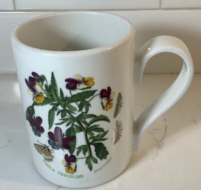 Portmeirion Botanic Garden Vintage Viola Susan Ellis Tea Mug 1972 Old Label RARE