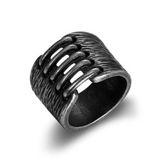 Vintage Mens Rings Stainless Steel Wide Ring Hip Hop Punk Biker Rings for Men
