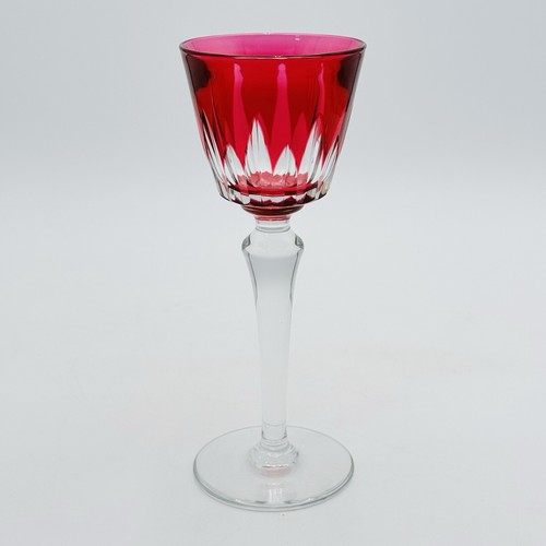 Baccarat Crystal Buckingham Cut Cranberry Cordial Shot Glass Wine Glass 8” - Picture 7 of 12