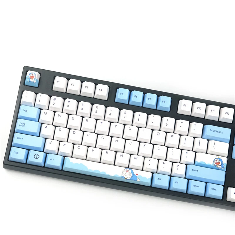 Anime Doraemon Keycap Blue White PBT 108 Keys Full Set For Mechanical Keyboard - Image 3 of 4