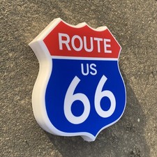 ROUTE 66 ILLUMINATED SIGN ROAD TRIP AMERICA INTERSTATE WALL LIGHT LED GARAGE  