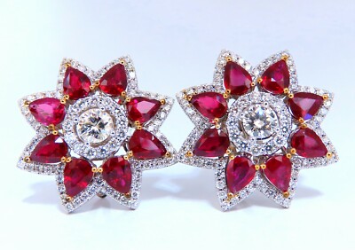 Wunderschöne 18,60ct GIA zertifizierte Diamant Rubin Cluster Ohrringe 18kt**