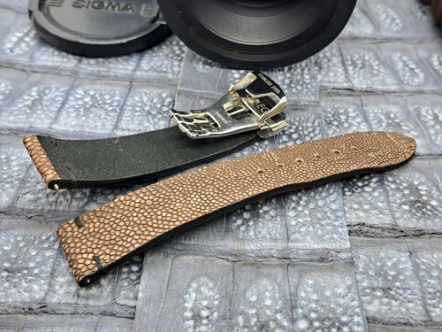 22mm/18mm Brushed Ostrich Leg Leather Watch Band Vintage Exotic Leather - Picture 3 of 11