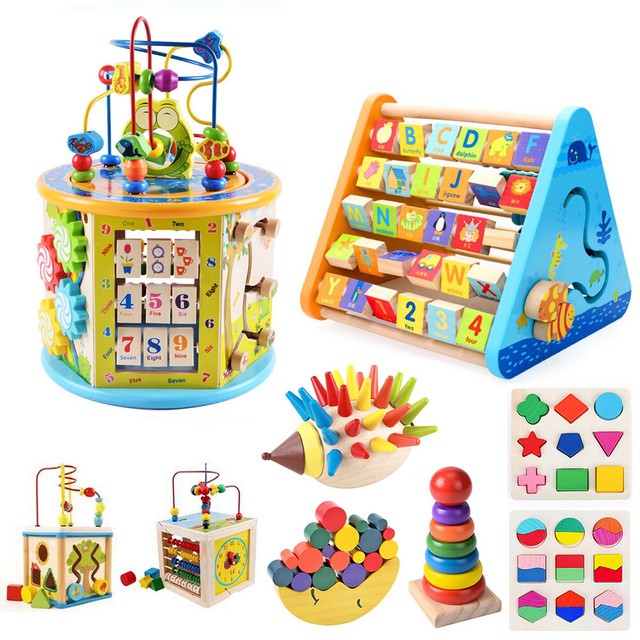 childrens wooden activity cube