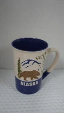 Vintage Arctic Circle Tall Coffee Mug Cup Alaska Bears Mountains Blue