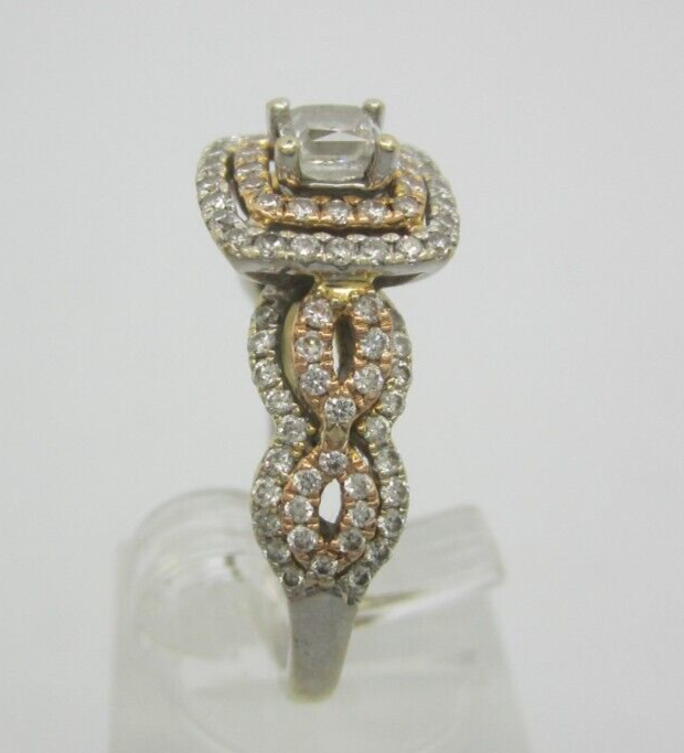 TRULY ZAC POSEN 14K HALO ENGAGEMENT DIAMOND RING C/S