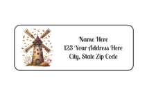 30 Fall Windmill PERSONALIZED RETURN ADDRESS LABELS 1 in X 2 5/8 GLOSSY