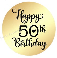 GOLD FOIL HAPPY 50TH BIRTHDAY ENVELOPE SEALS LABELS STICKERS PARTY FAVORS