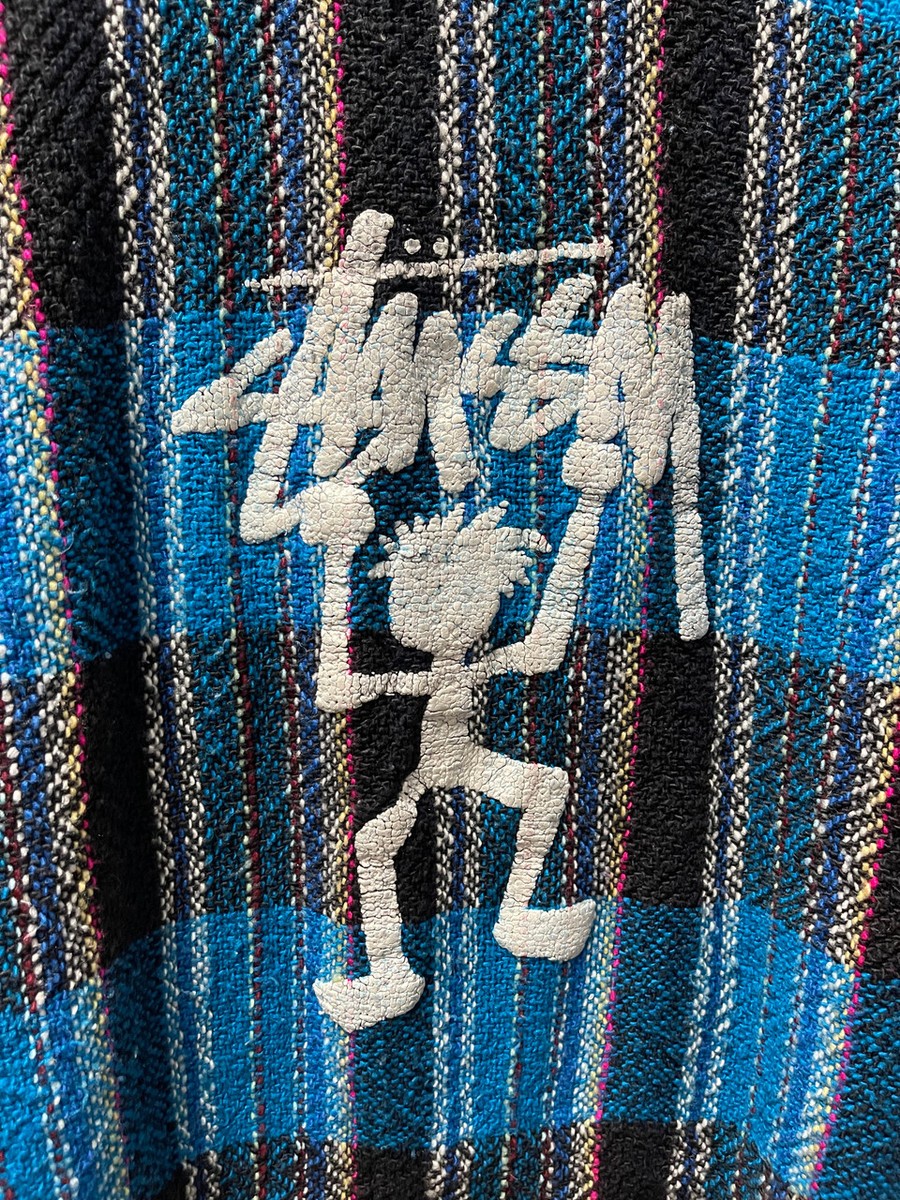 Vtg 90s Stussy Mexican Baja Poncho Pullover Blanket Drug Rug