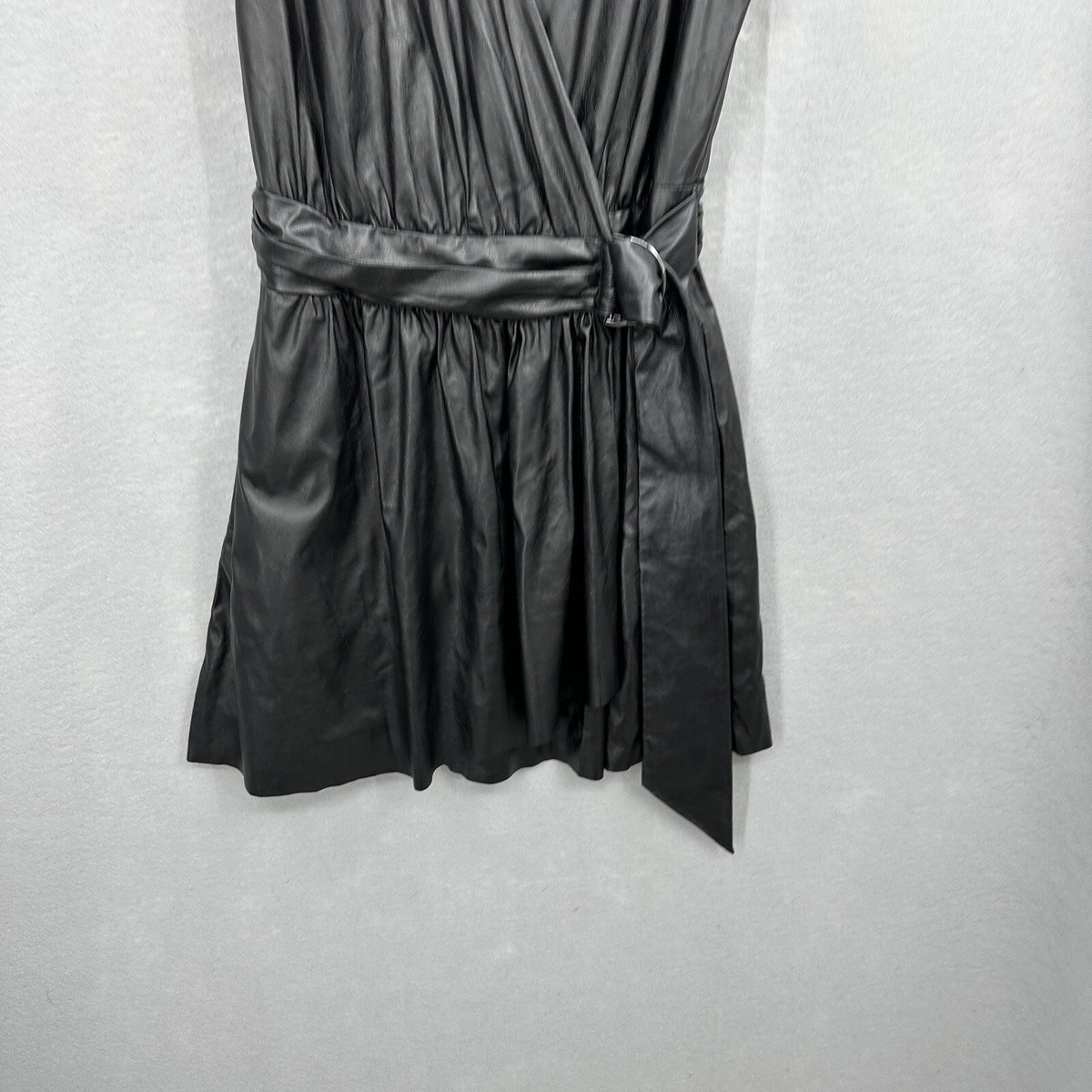 Ramy Brook Dress Women's 2 Black Sleeveless Lily Faux Leather Wrap Mini Luxury | eBay Ramy Brook Dress Women's 2 Black Sleeveless Lily Faux Leather Wrap Mini Luxury | eBay