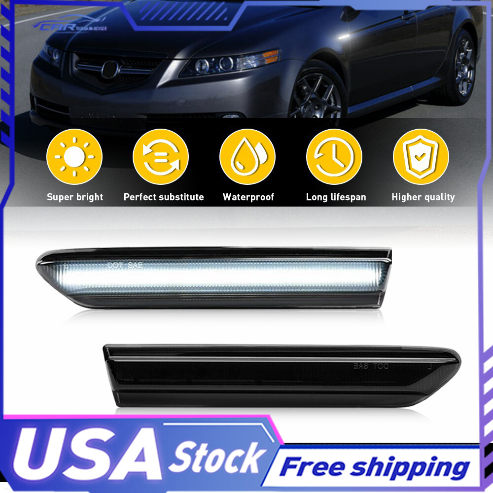 2004-2008 Acura TL Smoked White LED Side Marker Lights LH RH Pair 33800SEPA01