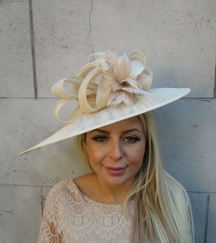 Large Light Beige Neutral Nude Feather 