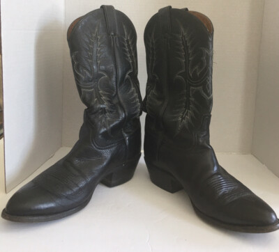 Vintage Tony Lama Cowboy Western Boots Black- Men's Size