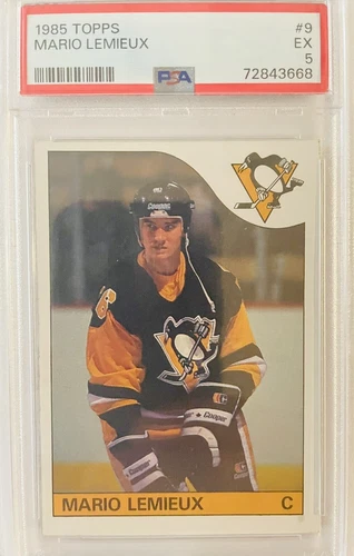 1985 Topps Mario Lemieux Rookie #9 PSA 5 RC Excellent Pittsburgh Penguins HOF’er