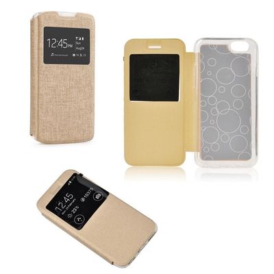 ^ Flip Case Handy Tasche Hülle Etui Cover S-view für Apple iPhone 7 Plus gold