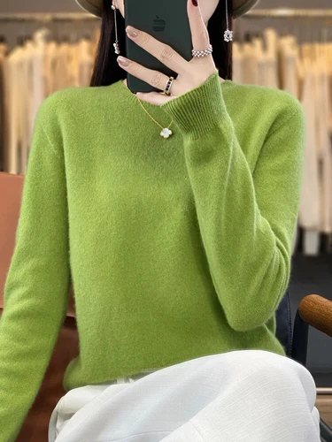 100% Reine Wolle Kaschmir Damen O-Ausschnitt Einfarbig Neu Langarm Pullover - Bild 5 von 38