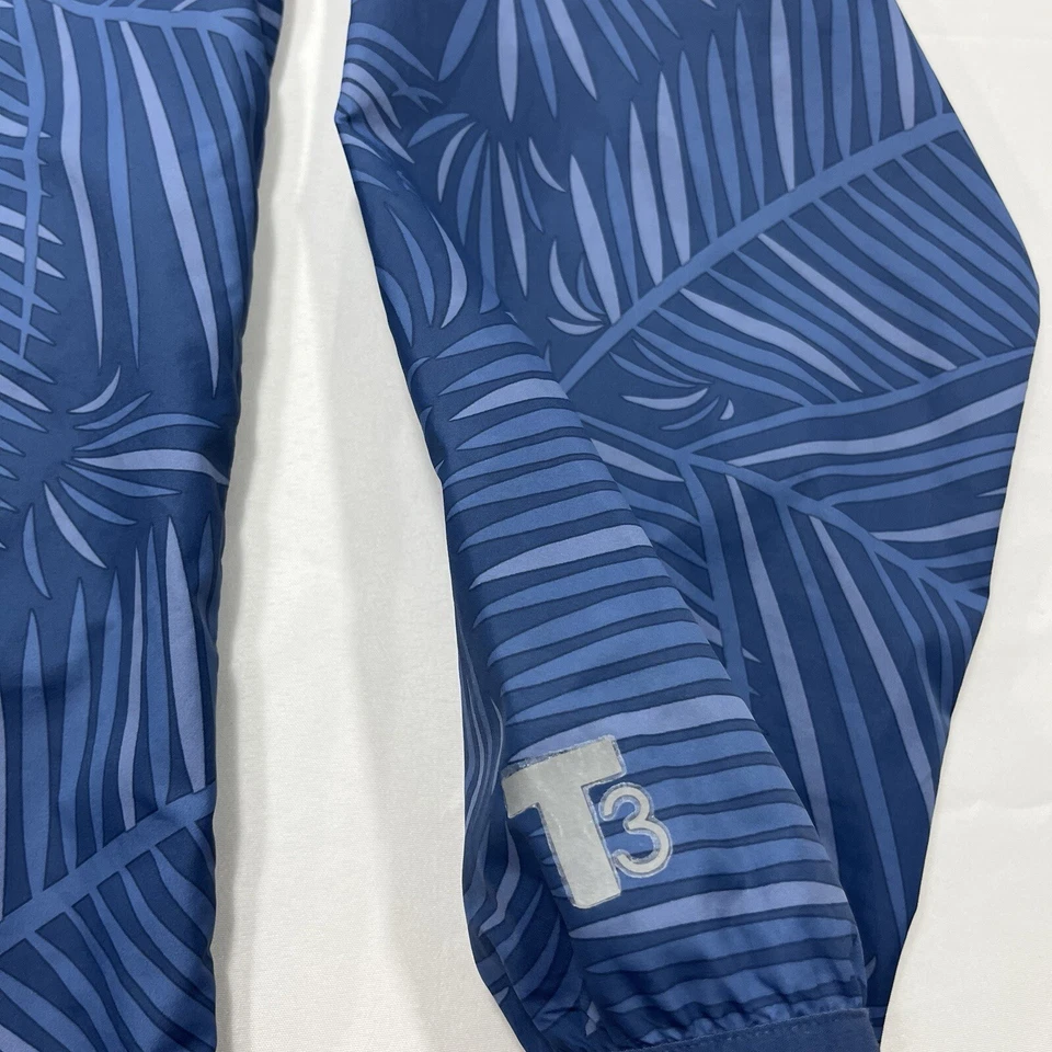 Southern Tide T3 花卉蓝色棕榈花卉连帽风衣夹克男式 XL — 第 2/4 张图片