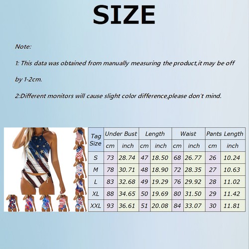 Women's Tankini Set Summer Independence Day Printed Sexy Lace Up Split Swimsuit - Picture 2 of 92