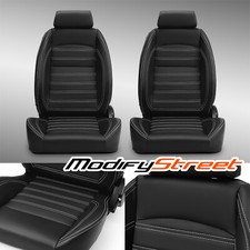 Black Universal 1 Pair Obs Style Seats Reclinable Pvc Leather Car Seats
