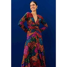 NWT Farm Rio Rainbow Hearts Midi Dress Long Sleeve Women's Multicolor Size XS