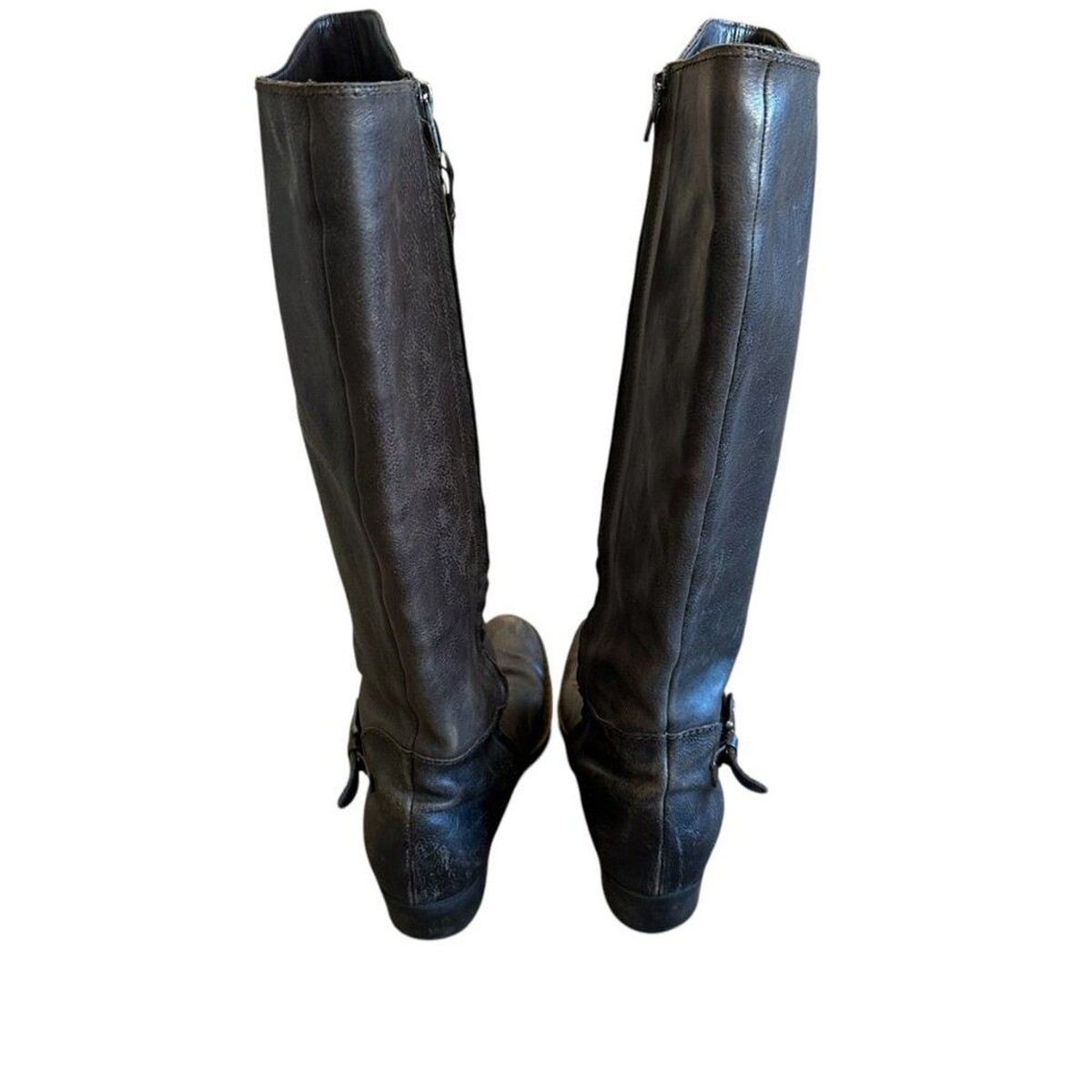 靴 HENRY BEGUELIN LONG BOOTS Henry Beguelin Brown Leather Boots Tall Shaft Buckle Luxury Size