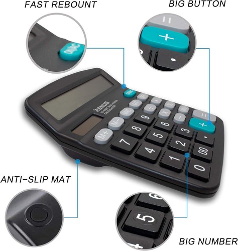 RENUS Calculator Electronic Desktop Calculator 12 Digit Large Display, Solar LCD - Picture 3 of 6