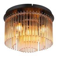 Deckenleuchte Wohnzimmerlampe GlasstäBe Metall Chrom Amber Biglight