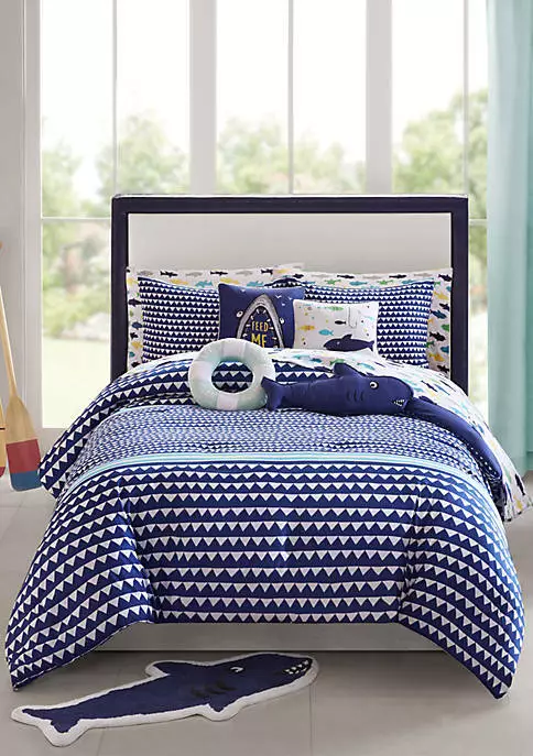 Kids Shark Fin Print Comforter Buoy Deco Pillow Shark Sheets