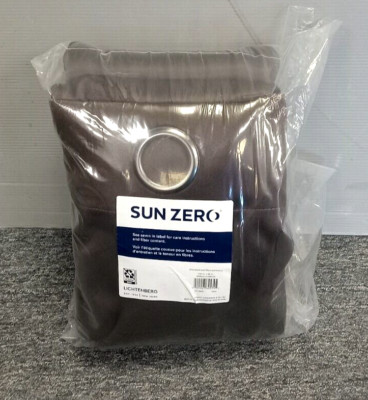 Sun Zero Grommet Top Curtain Panel Pair 52'' x 96'' Each (104'' x 96'') Brown