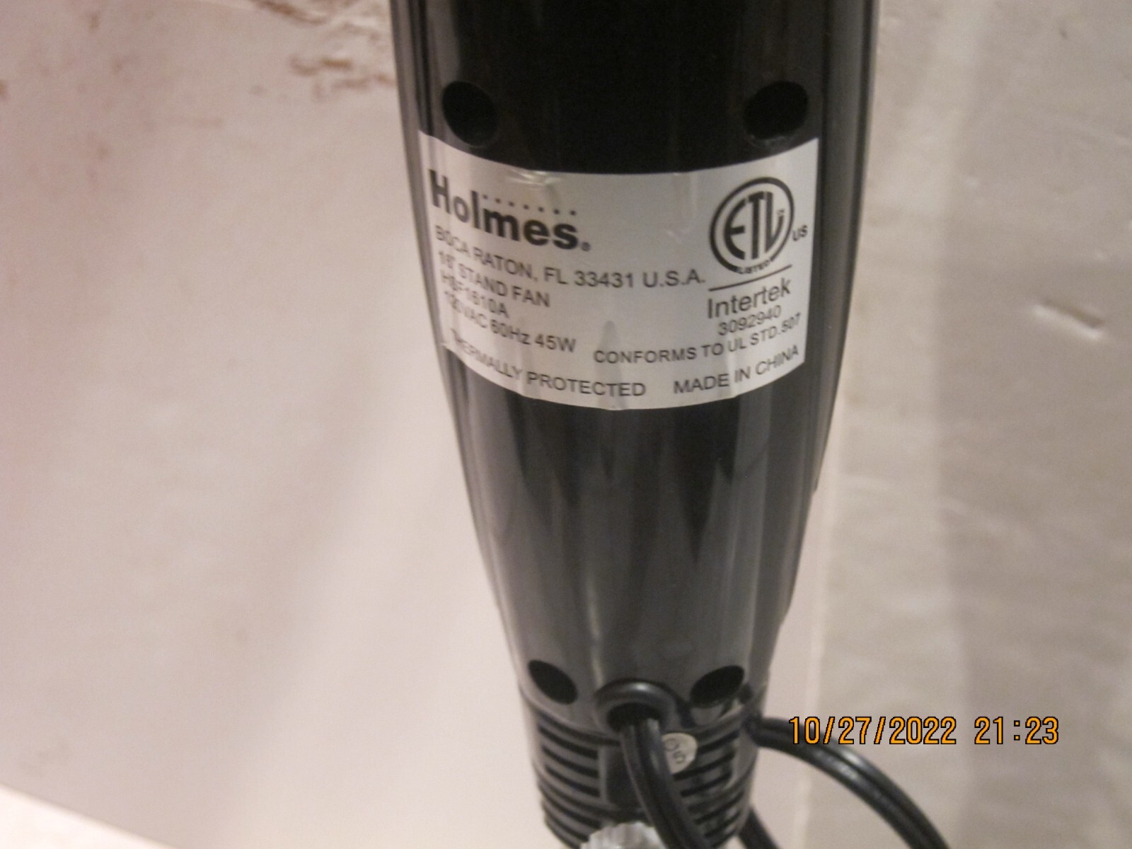 Holmes HSF1610A Oscillating 16" Blade 3 Speed Room Stand Fan Blk GREAT CND F/SHP 48894039348 eBay