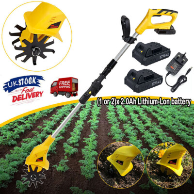 Cordless Tiller Electric Cultivator Rotavator Soil Garden Tool 20V 1x/2x  Battery UK