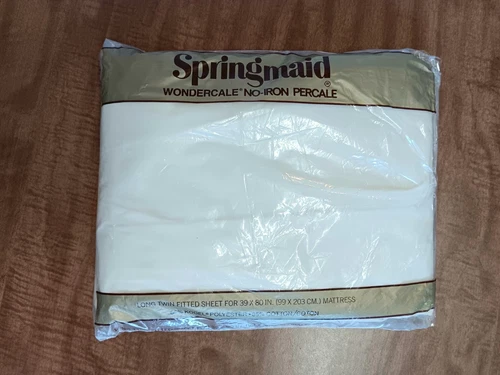 Vtg Springmaid Wondercale Long Twin Fitted Sheet Cream Color New In Package